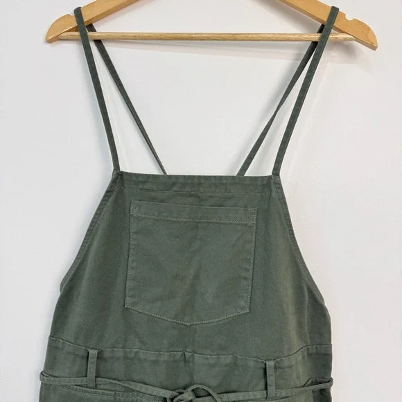 Anthropologie South Filly Goods Cross Back Overalls Women M Green Utility Boho - Picture 3 of 11